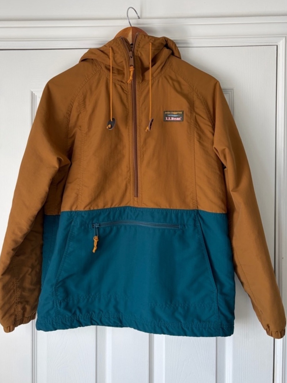 L.L.Bean Mountain Classic Anorak Jacket Men’s Small Blue Tan Outdoor